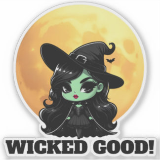 Sticker Wicked Good Little Green Witch Pleine lune