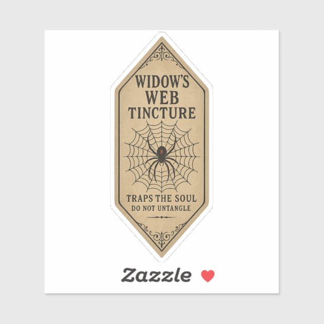 Sticker Widow's Web Tincture - Halloween Apothecary Label (Feuille)