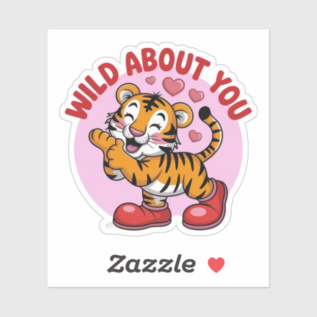 Sticker Wild About You - Drôle Tiger Baiser (Feuille)