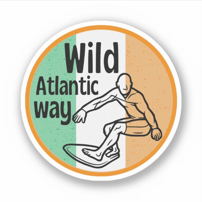 Sticker wild Atlantic Way - surf Irish Tourism trial (Devant)