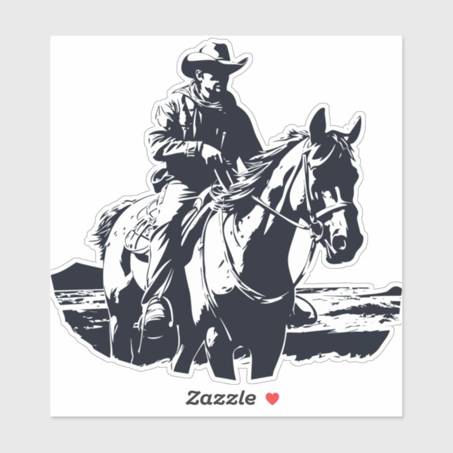 Sticker Wild West Cowboy Horse Back Riding (Feuille)