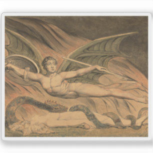 Sticker William Blake - Satan s'exulte sur Eve