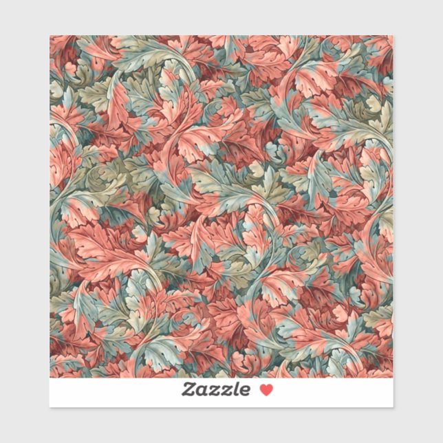 Sticker William Morris Acanthe Rouille Rouge Sauge Vert (Feuille)
