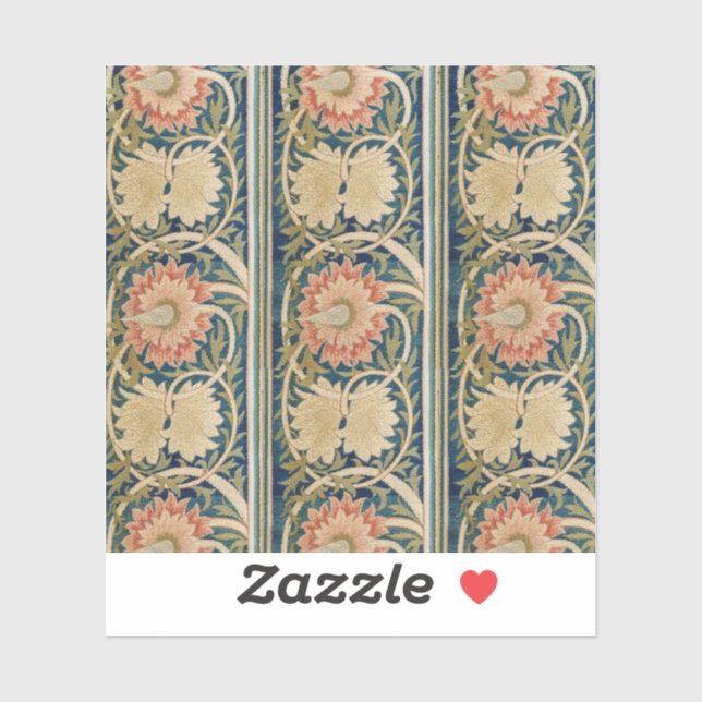 Sticker William Morris Fleur Rose Soie Broderie Antique (Feuille)