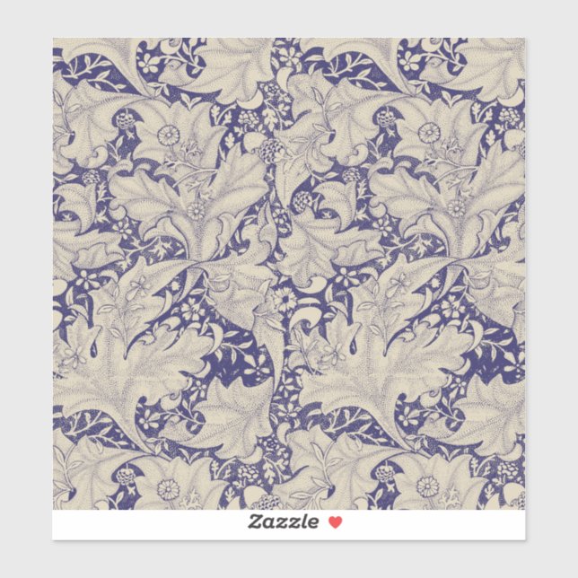 Sticker William Morris Motif Giroflée Bleu Antique (Feuille)
