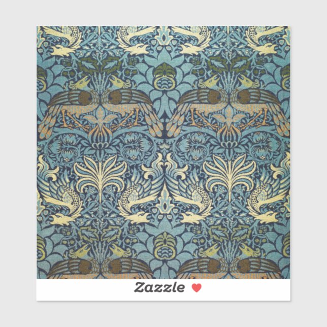 Sticker William Morris Peacock and Dragon Woven Design (Feuille)
