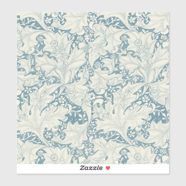 Sticker William Morris Wallflower bleu damas floral (Feuille)