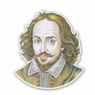 Sticker William Shakespeare portrait illustration Or