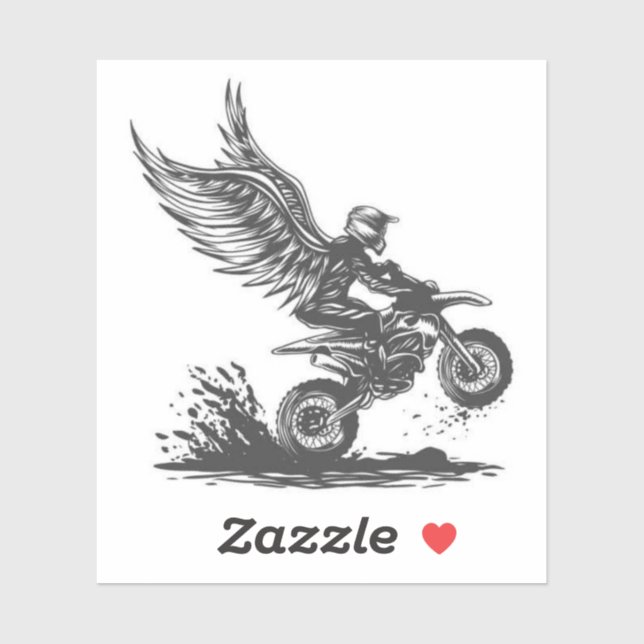 Sticker Winged Dirt Bike Rider – Fantasy Motorcycle Sticke (Feuille)