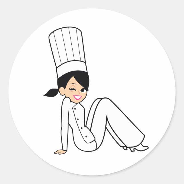 Sticker Winking Women Chef avec jolie illustration (Devant)