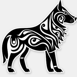 Sticker tête de loup tribal – Loups-Anges