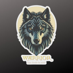 Sticker Wolf face fenrir guerrier tribal sans crainte fenr