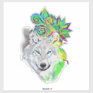 Sticker Wolf Floral