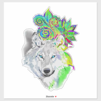 Sticker Wolf Floral