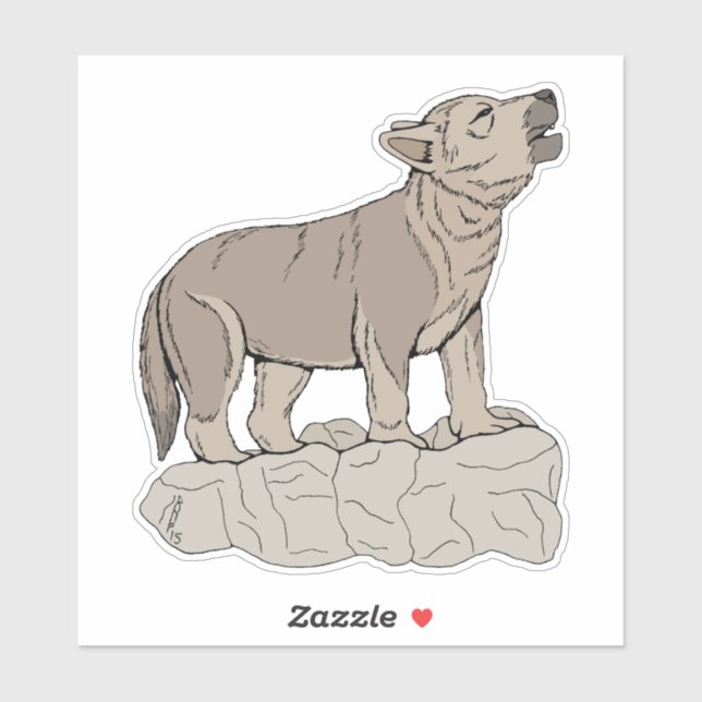 Sticker Wolf Pup Howling (Feuille)