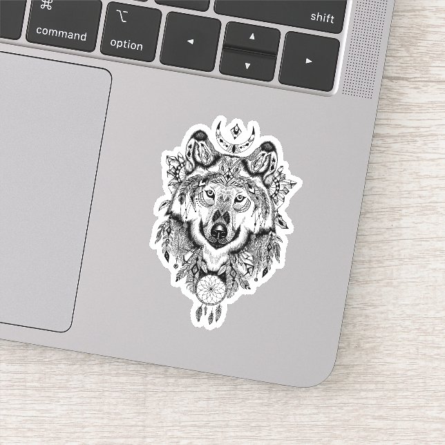 Sticker Wolf tribal indien (Détail)