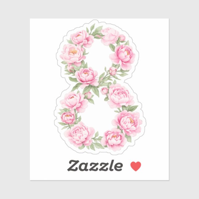 Sticker Women’s Day Peony Flower for March 8  (Feuille)
