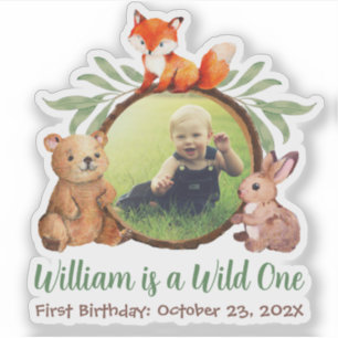 Sticker Woodland Wild One Photo Cute Animaux 1er anniversa