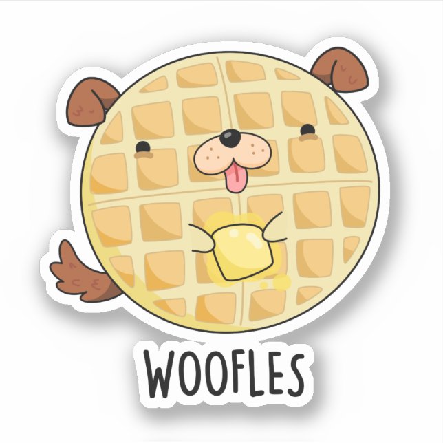 Sticker Woofles Doggy Doggy Waffle Pun (Devant)