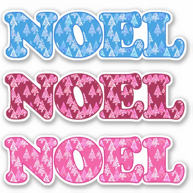 Sticker Word Art - Noel avec des arbres de Noël (Devant)