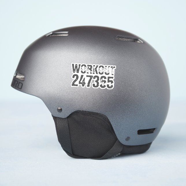 Sticker Worn out and scratched text Workout 247365 blue (Côté casque)