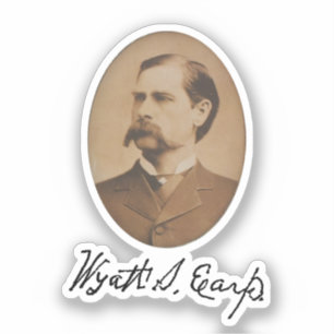 Sticker Wyatt Earp Portrait et signature