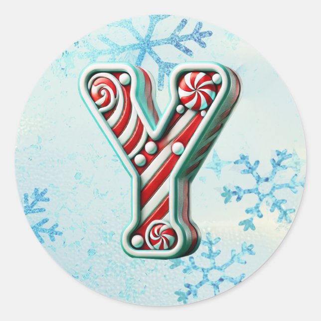 Sticker "Y" de Noël sucre de canne, Stripes festiv (Devant)