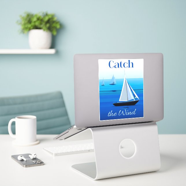 Sticker Yachts sous voile, attraper le vent (Ordinateur portable sur le bureau)