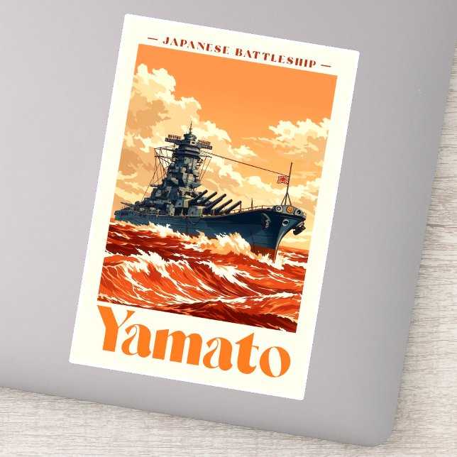 Sticker Yamato Japanese Battleship Vintage Maritime Poster (Yamato Japanese Battleship Vintage Maritime Poster. Sticker)