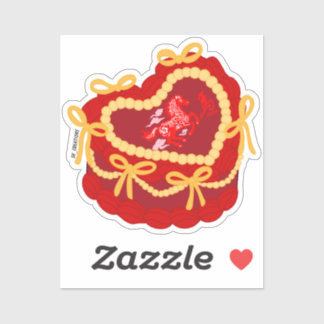 Sticker Year Of The Horse Vintage Heart Cake 