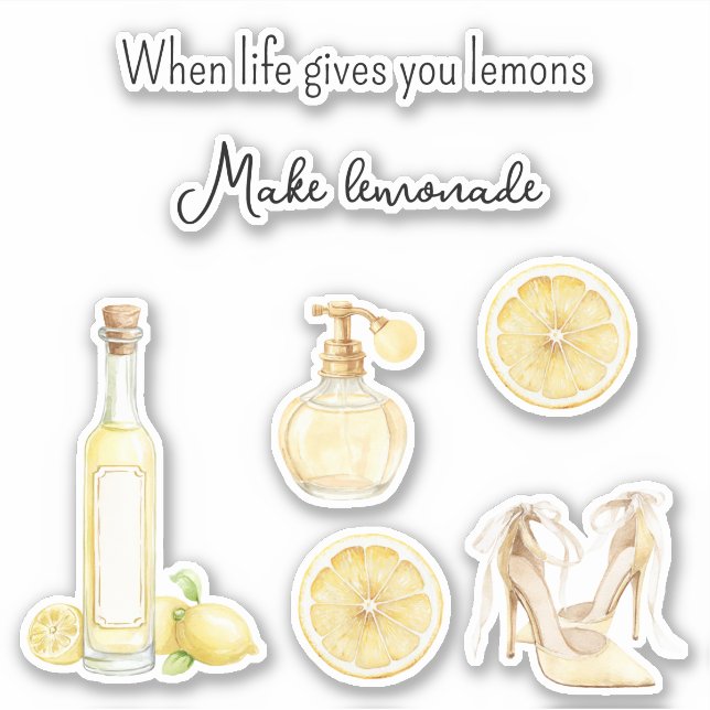 Sticker Yellow Fruit Lemons Make Lemonade (version 2) (Devant)