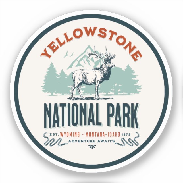 Sticker Yellowstone National Park Cute Landscape (Recto)