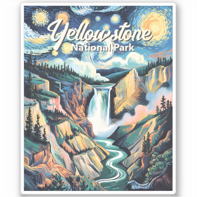 Sticker Yellowstone National Park Lower Falls Vibrant (Devant)