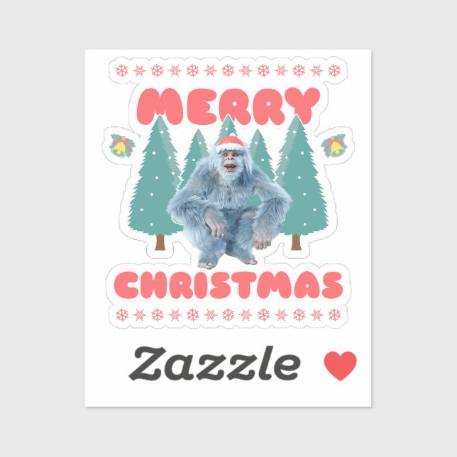 Sticker Yeti Drôle - Joyeux Noël (Feuille)