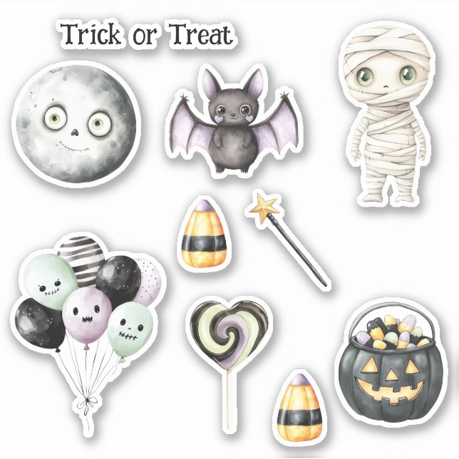 Sticker Yeux Verts Lune d'Halloween (Devant)
