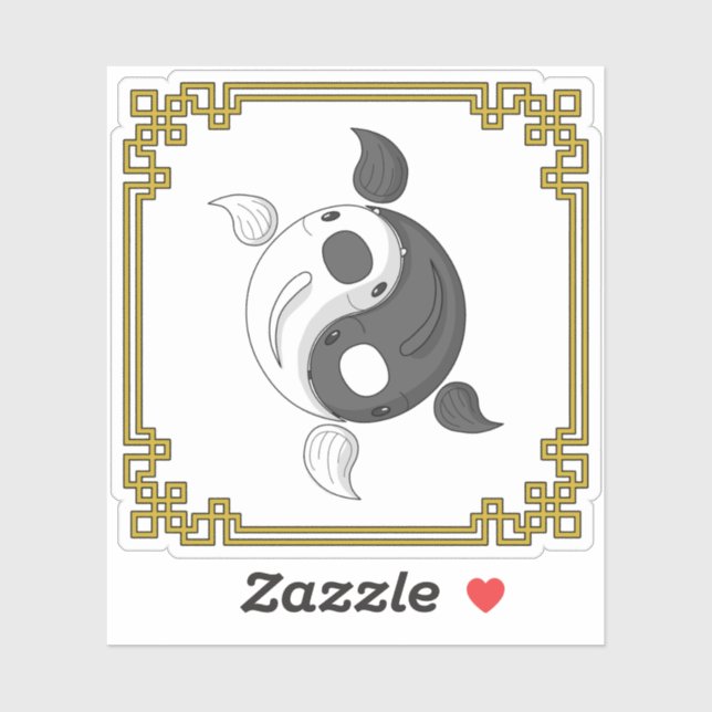 Sticker Yin et Yang l'autocollant Koi Contour (Feuille)