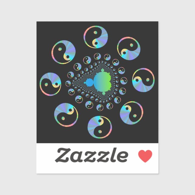 Sticker Yin et Yang Mandelbrot Fractal (Feuille)