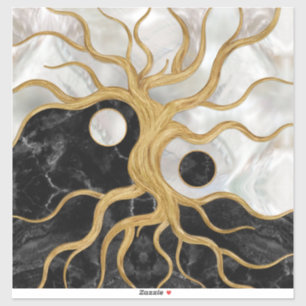 Sticker Yin Yang Arbre de vie - Marbres et or