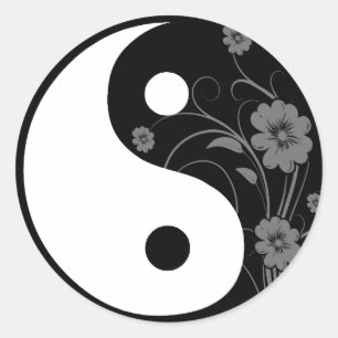 Sticker Yin Yang Black Floral