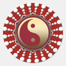 Sticker Yin Yang en or rouge&blanc