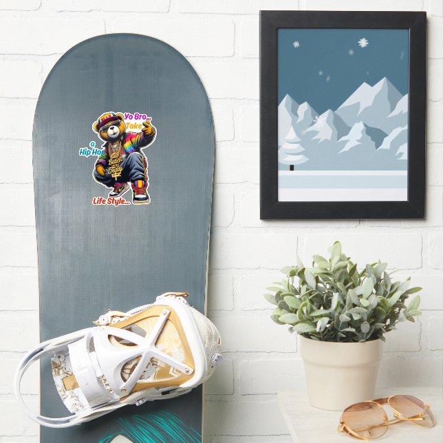 Sticker "Yo Bro !" HipHop Lifestyle - Bear Rap (Snowboard)
