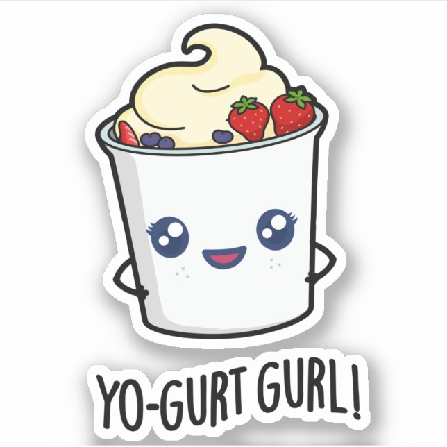 Sticker Yo-gurt Gurl Funny Yaourt Pun (Devant)