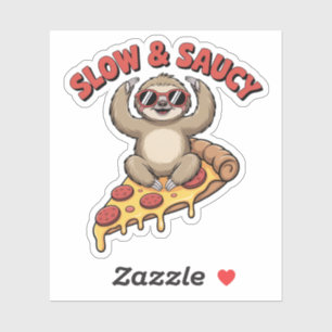 Sticker Yoga Paresseux Pizza Drôle Slow and Saucy