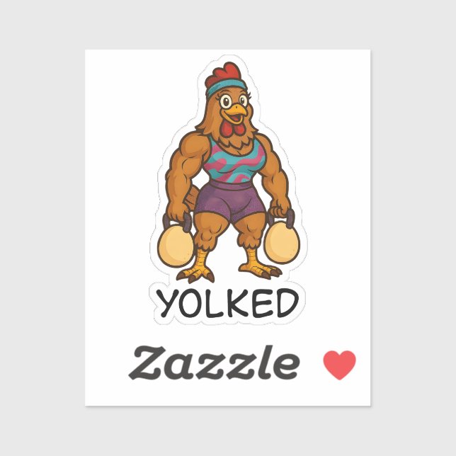 Sticker Yolked Hen – Funny Strong Chicken Kettlebell Gym (Feuille)