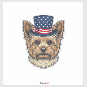 Sticker Yorkshire Terrier Patriotique Vintage