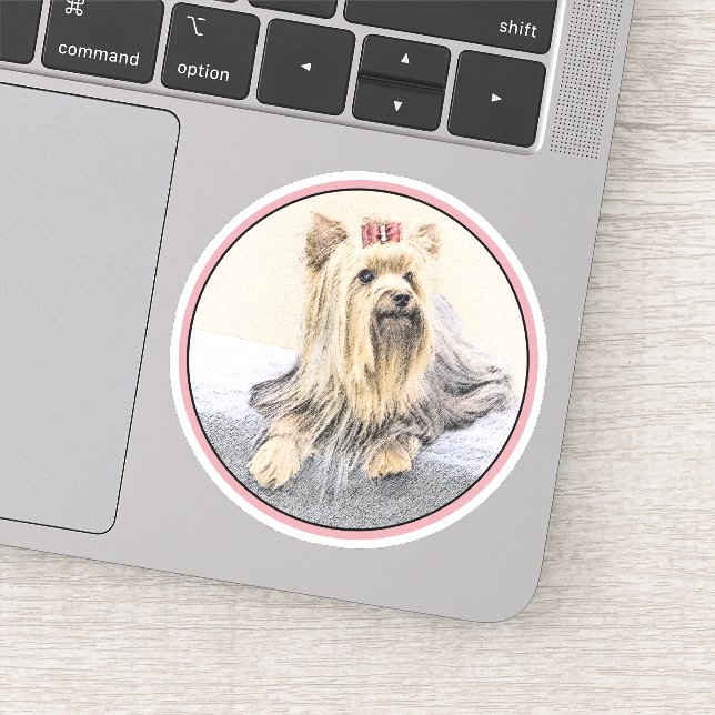 Sticker Yorkshire Terrier Peinture - Cute Original Chien A (Détail)
