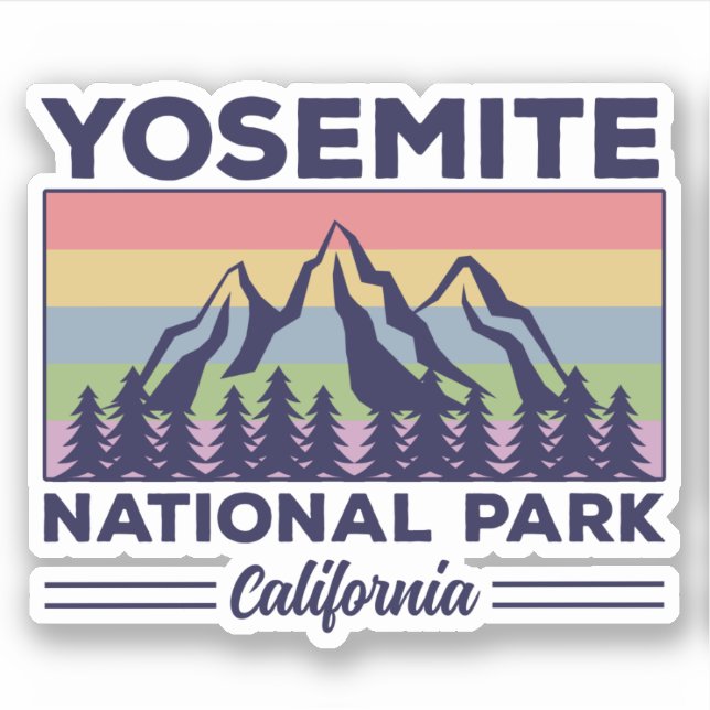 Sticker Yosemite National Park California Retro Randonnée (Devant)