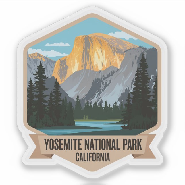 Sticker Yosemite National Park California Vintage voyage (Devant)