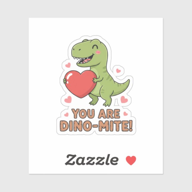 Sticker You Are Dino-mite Cute T-Rex Dinosaur Valentine  (Feuille)