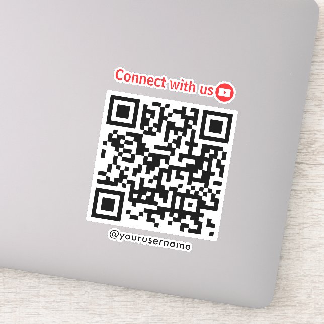Sticker Youtube Connect Us Qr Code Blanc (Détail)